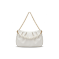 Stella Ruched Shoulder Bag with Pearl Chain Strap