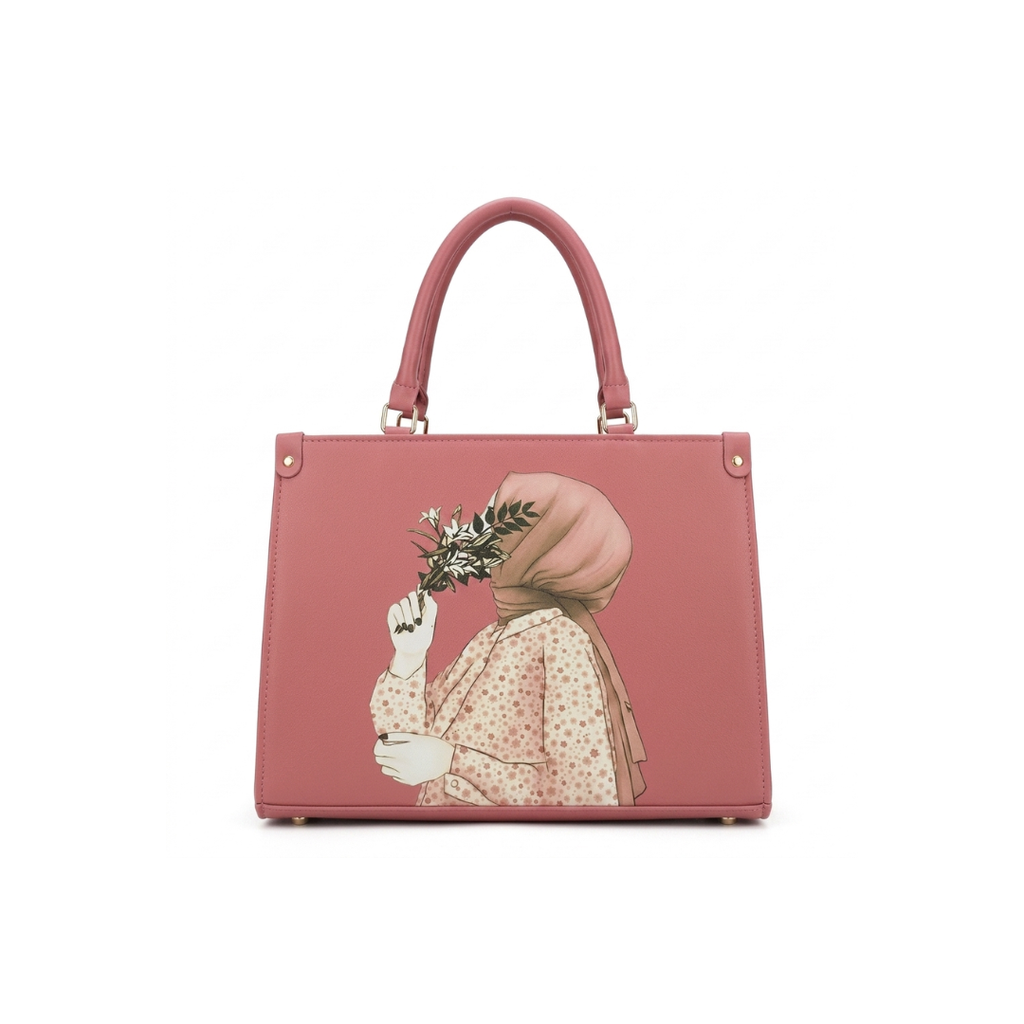 Hijabi Printed Large Tote Bag with Shoulder Straps