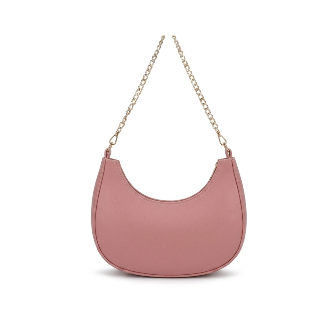 Fancy Crescent Shoulder Bag with Rhinestone Bow Knot