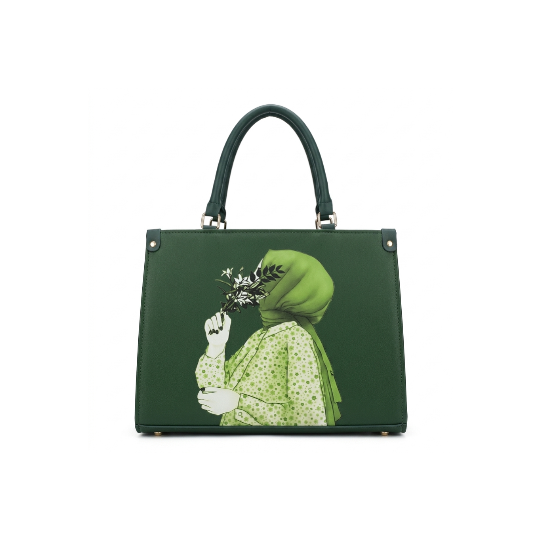 Hijabi Printed Large Tote Bag with Shoulder Straps