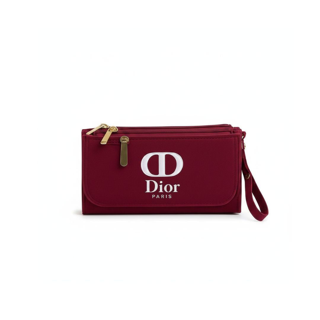 Noir Luxe Multi-Zip Wristlet Bag
