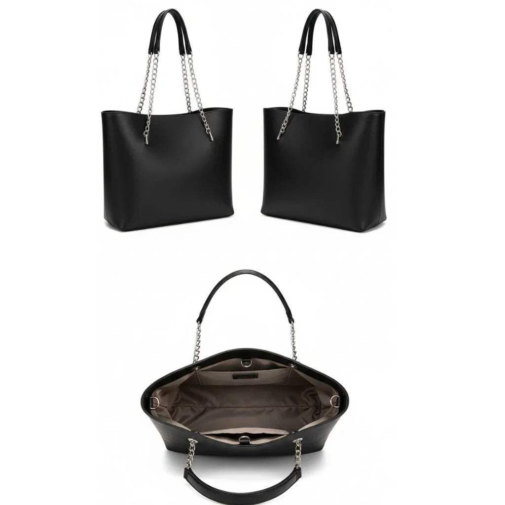 Noir Chain Luxe Tote