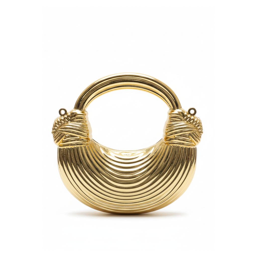 Metallic Sculpted Handle Clutch