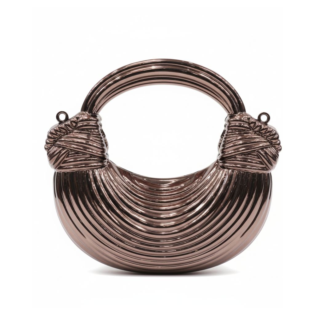 Metallic Sculpted Handle Clutch
