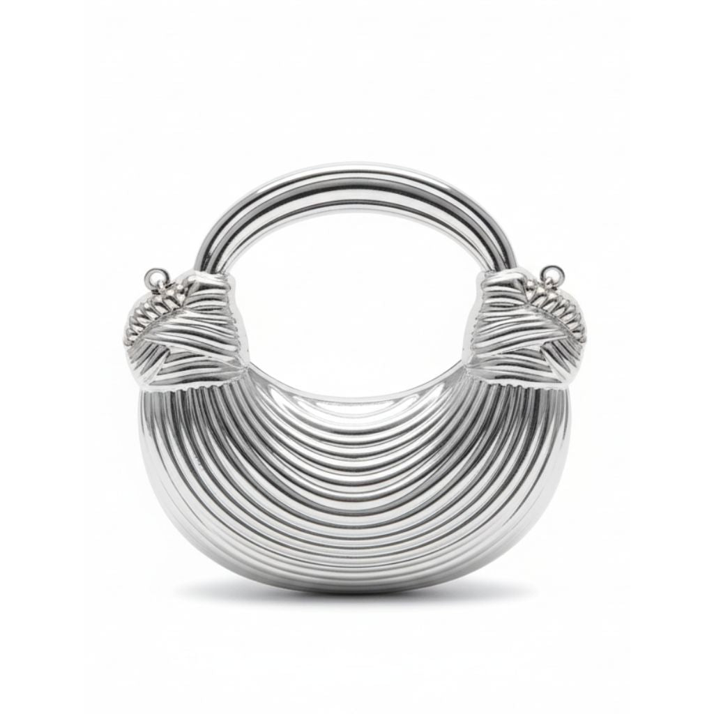 Metallic Sculpted Handle Clutch