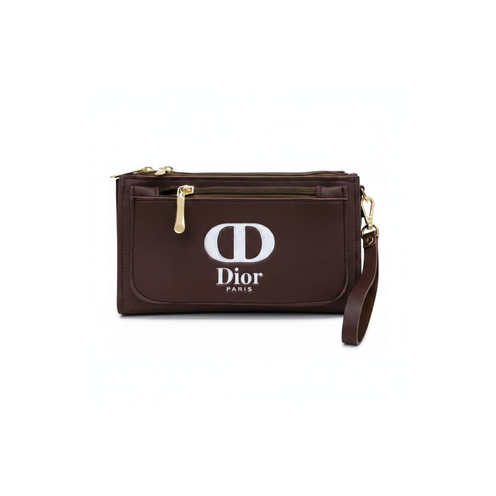 Noir Luxe Multi-Zip Wristlet Bag