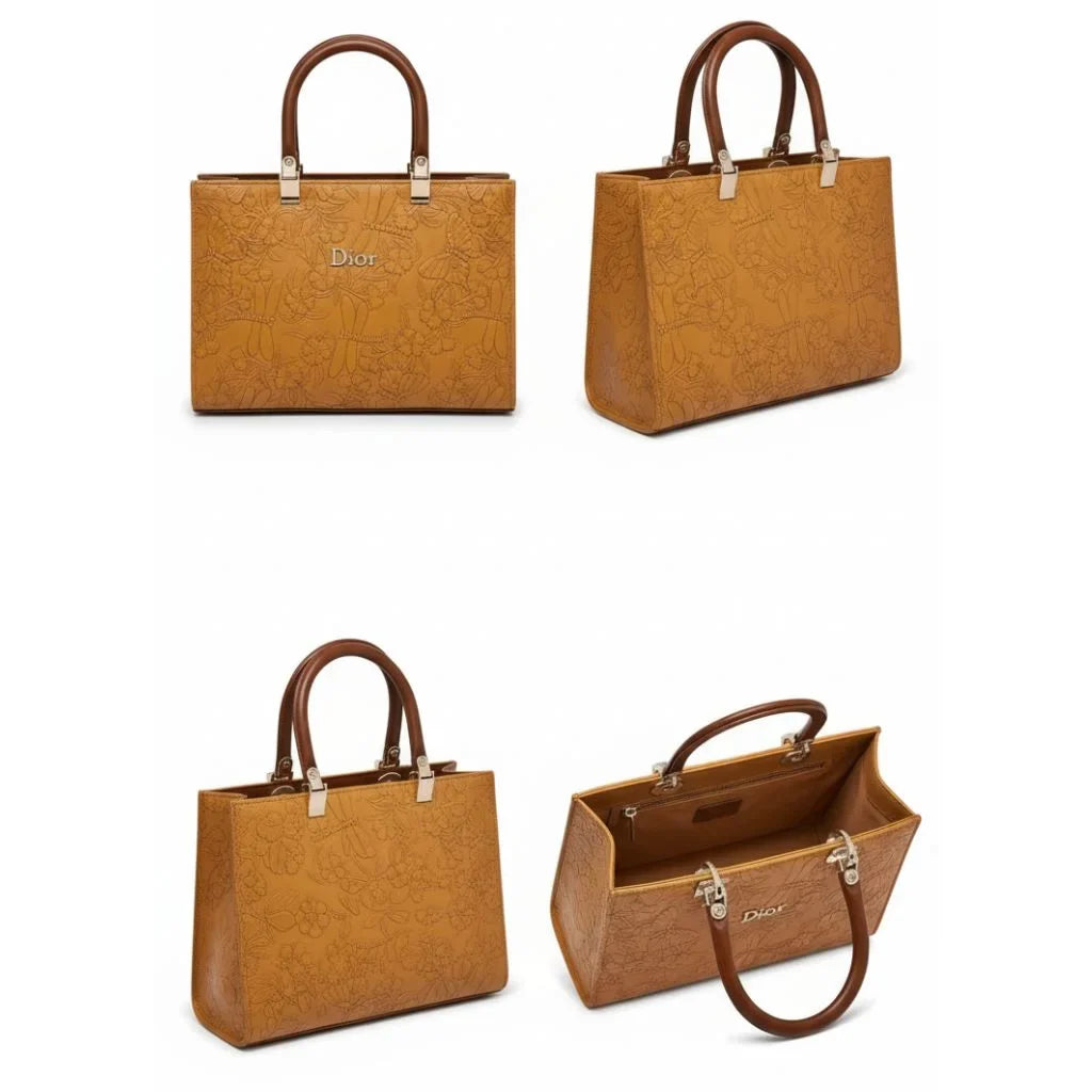 Floral Embossed Structured Tote