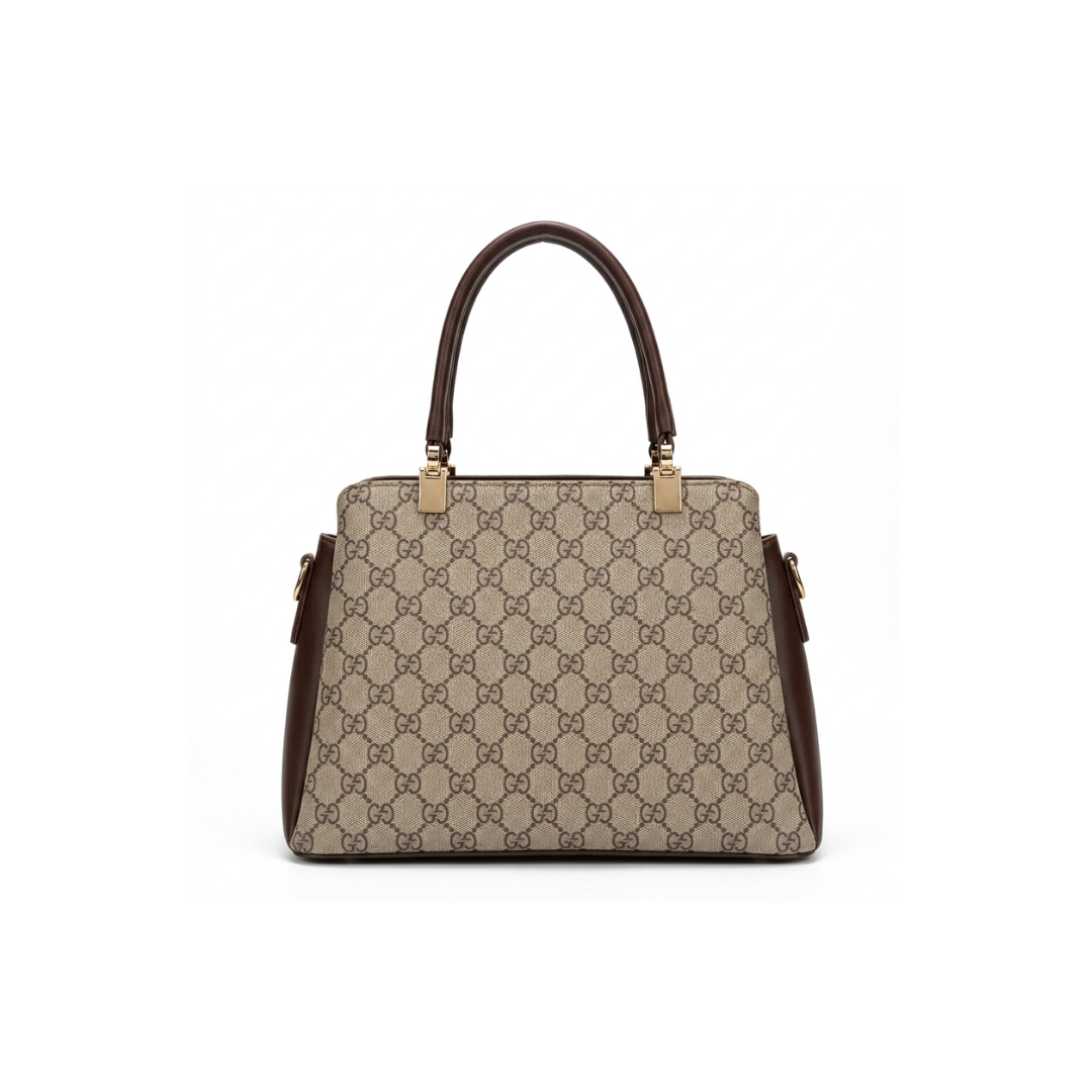 Classic Patterned Trapeze Satchel Bag