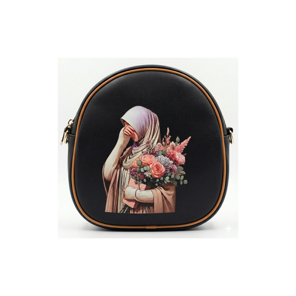 Hijabi Printed Crossbody Sling Bag with Flowers