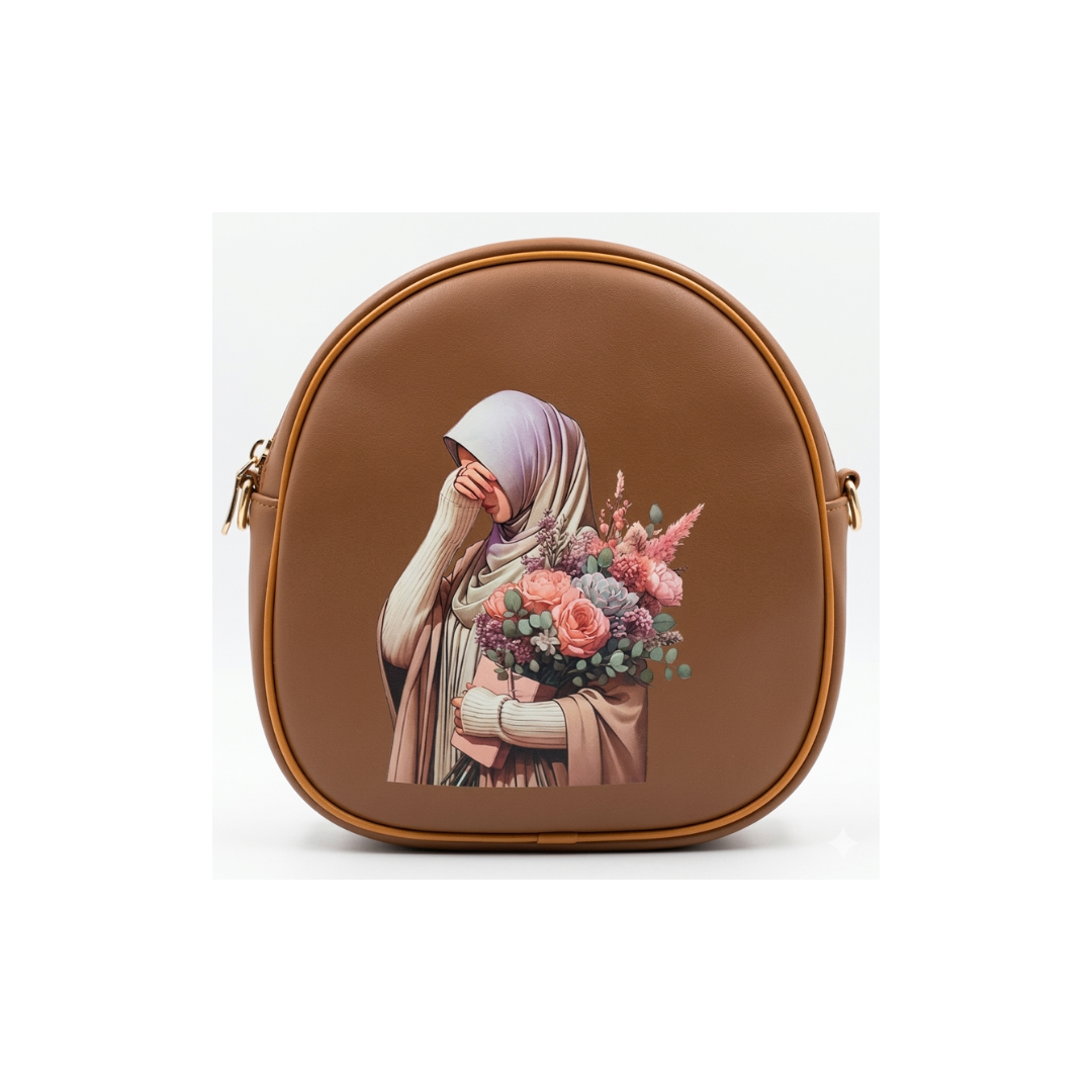Hijabi Printed Crossbody Sling Bag with Flowers