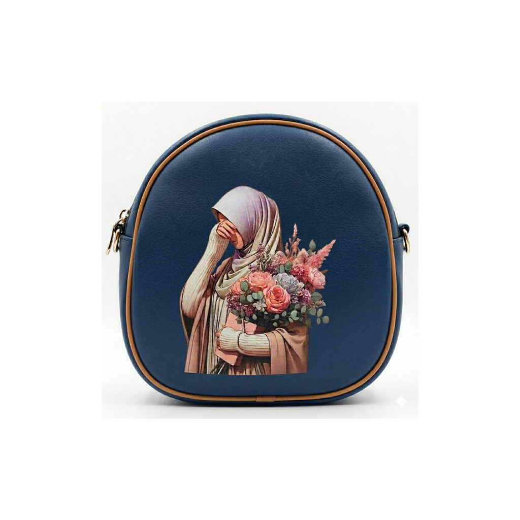 Hijabi Printed Crossbody Sling Bag with Flowers