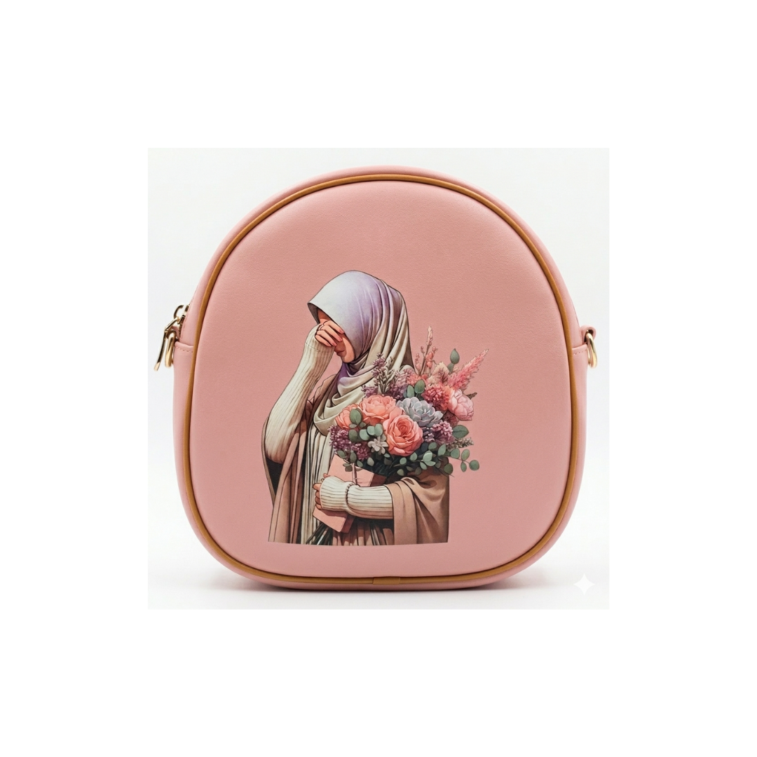 Hijabi Printed Crossbody Sling Bag with Flowers