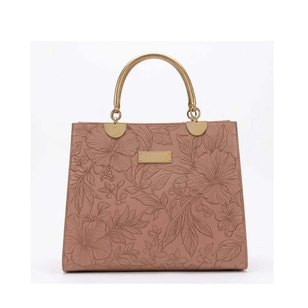 Elegant Embossed Top-Handle Handbag
