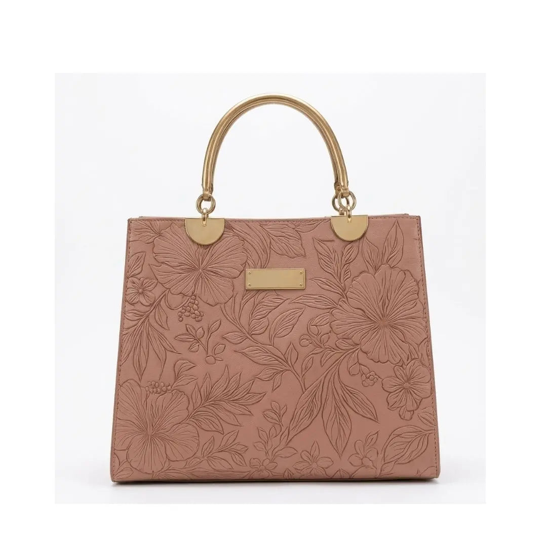 Elegant Embossed Top-Handle Handbag
