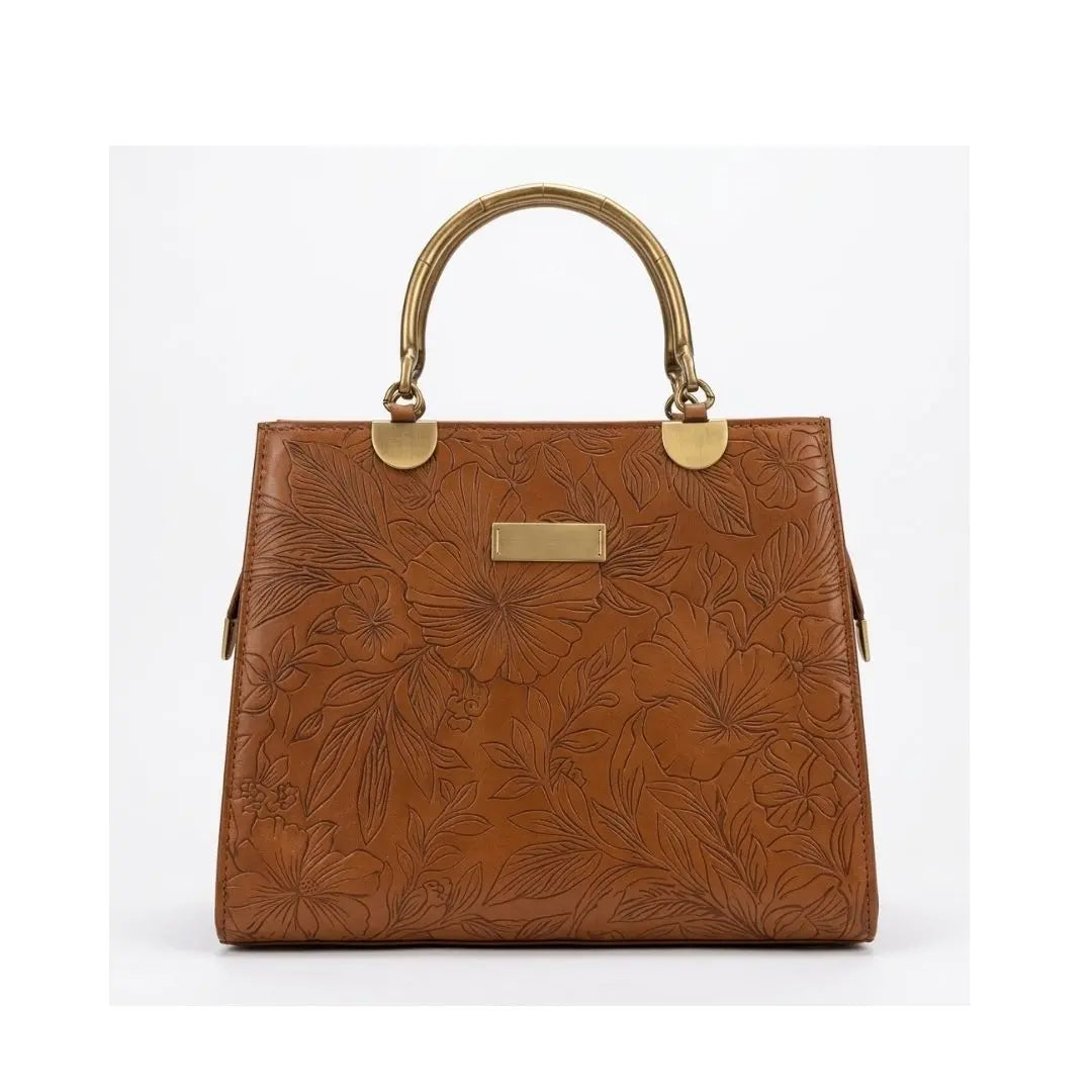 Elegant Embossed Top-Handle Handbag
