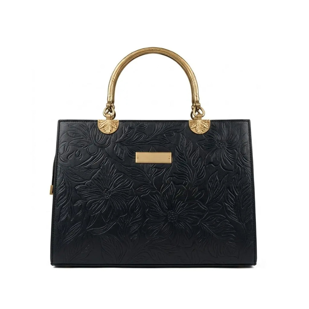 Elegant Embossed Top-Handle Handbag