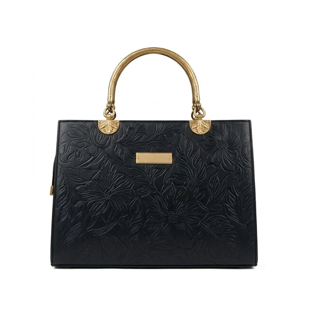 Elegant Embossed Top-Handle Handbag