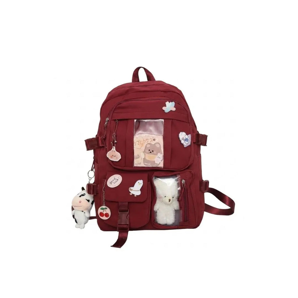 Urban Kawaii Charm Multi-Pocket Backpack