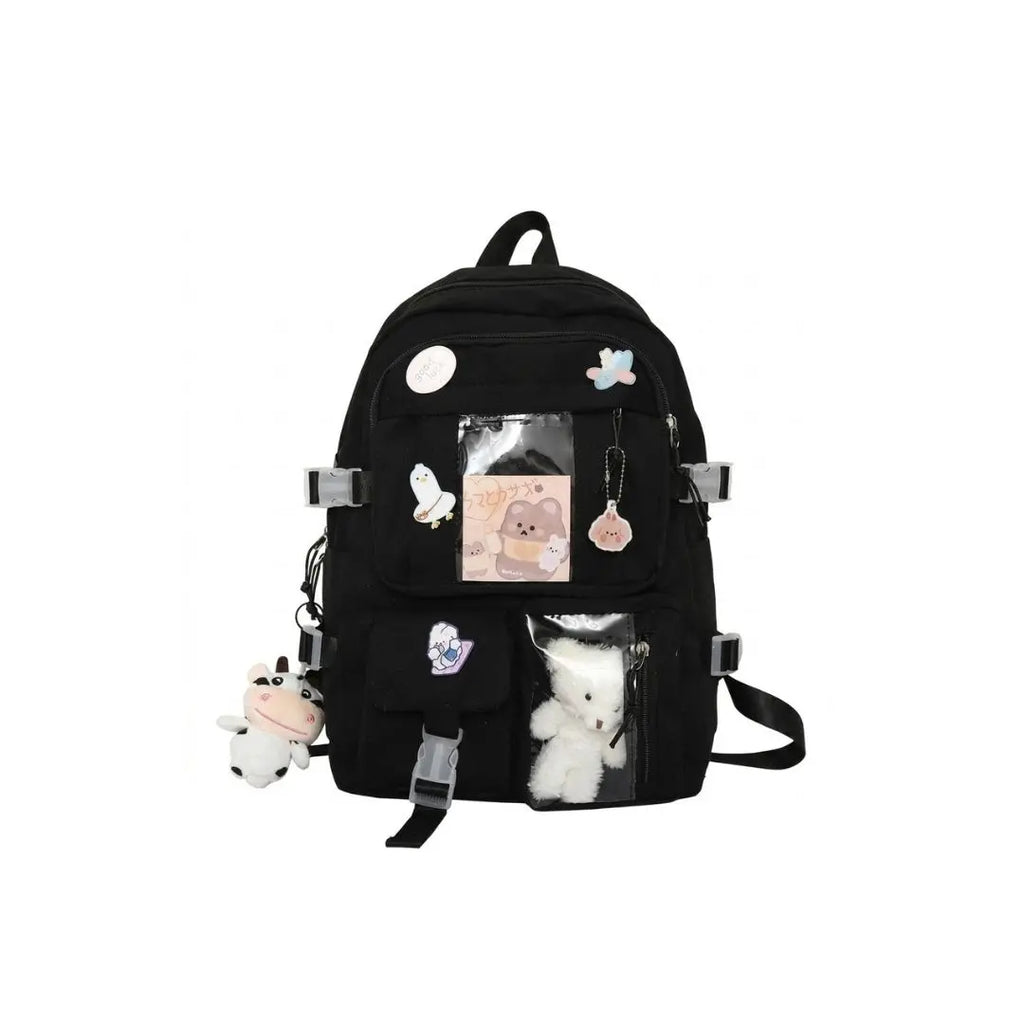 Urban Kawaii Charm Multi-Pocket Backpack