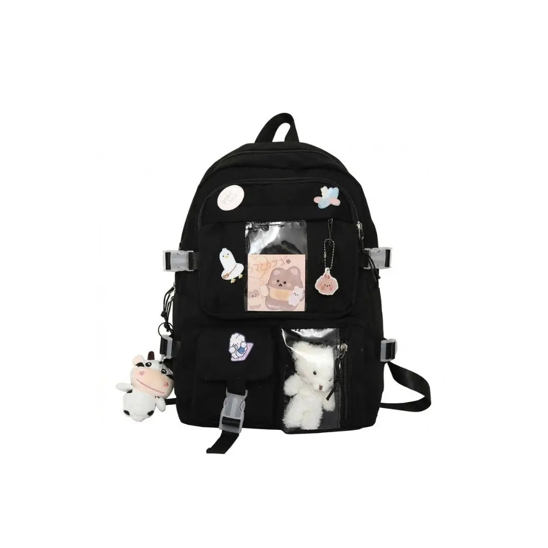 Urban Kawaii Charm Multi-Pocket Backpack