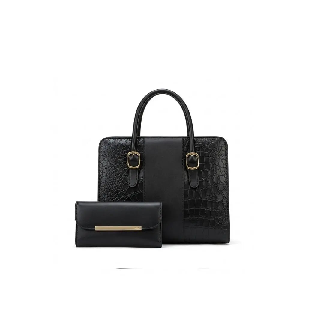 Verde Croc Luxe Structured Tote Set