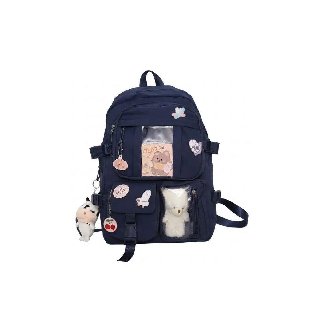 Urban Kawaii Charm Multi-Pocket Backpack