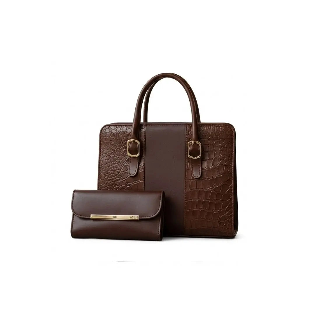 Verde Croc Luxe Structured Tote Set