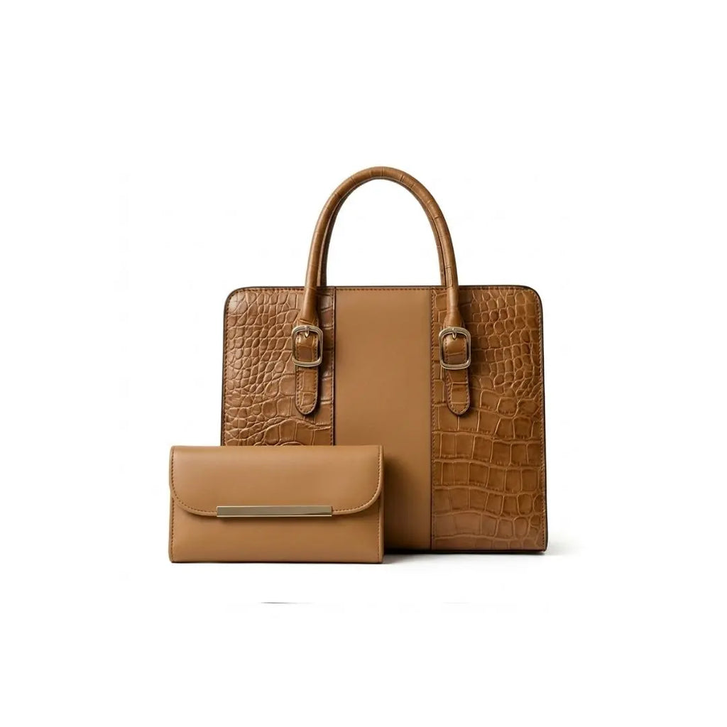 Verde Croc Luxe Structured Tote Set