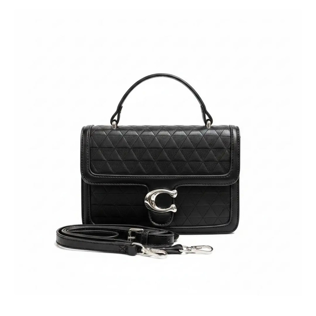 Noir Celeste Quilted Satchel Bag