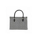Noir Houndstooth Structured Tote