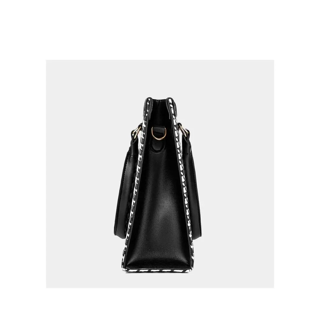 Noir Houndstooth Structured Tote