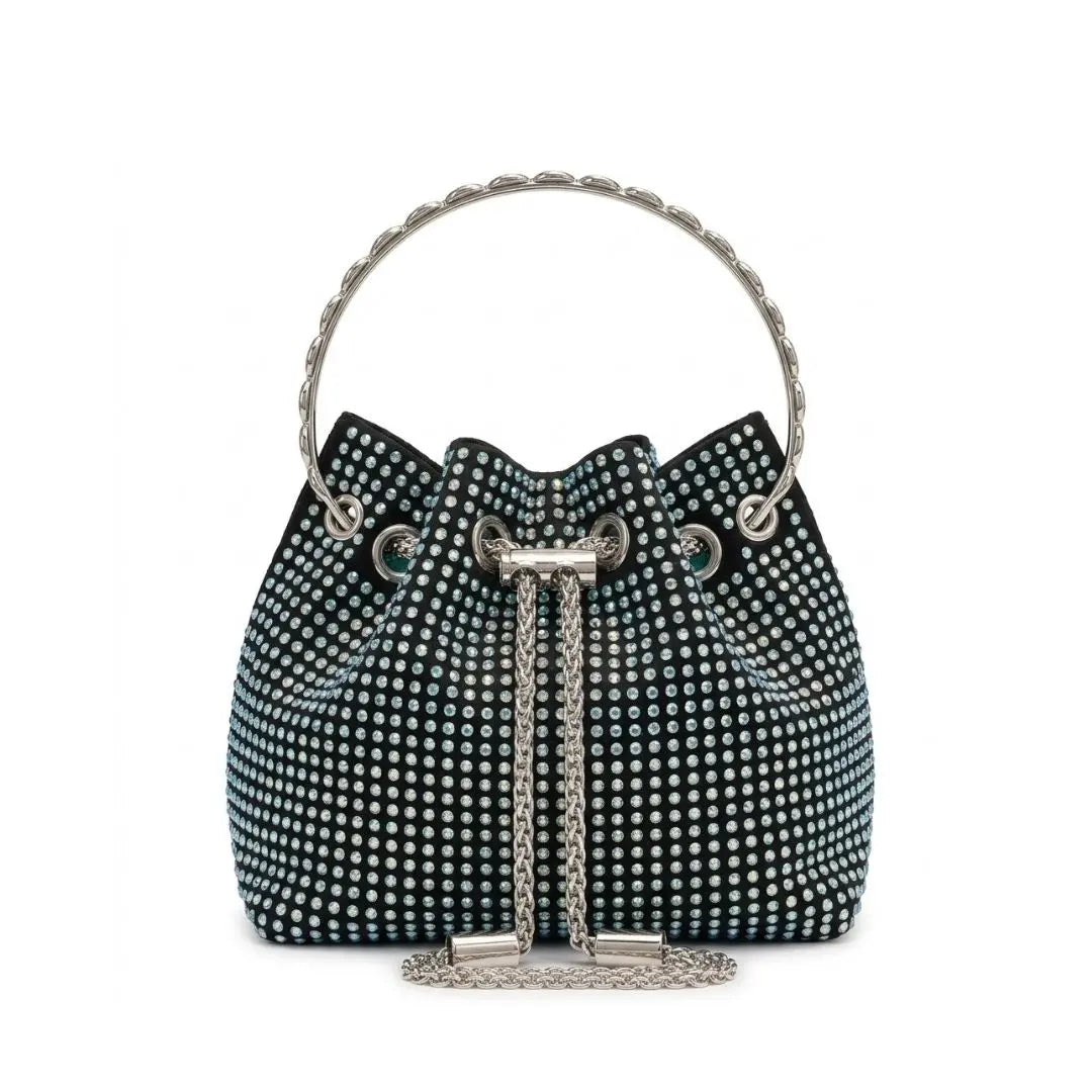 Celeste Crystal Drawstring Bucket Bag
