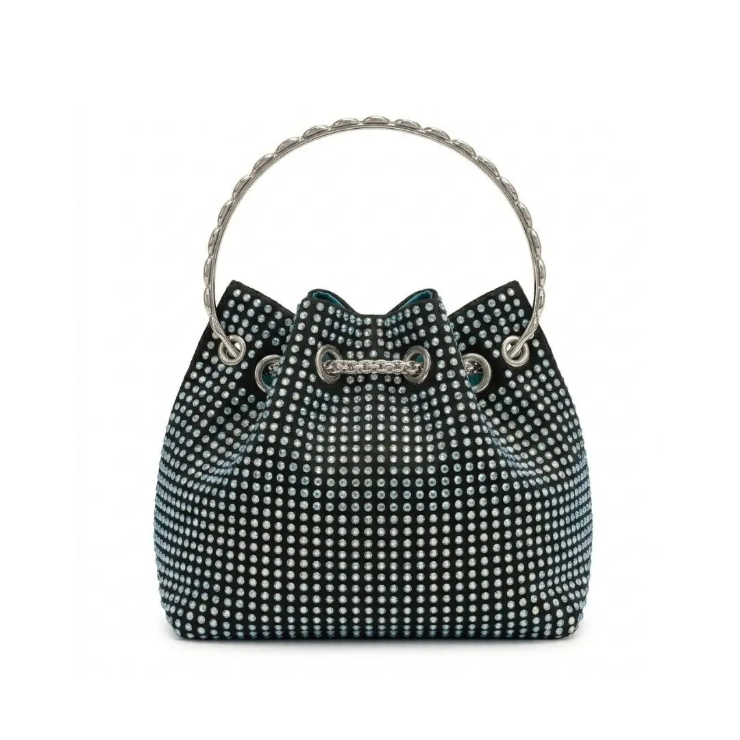 Celeste Crystal Drawstring Bucket Bag