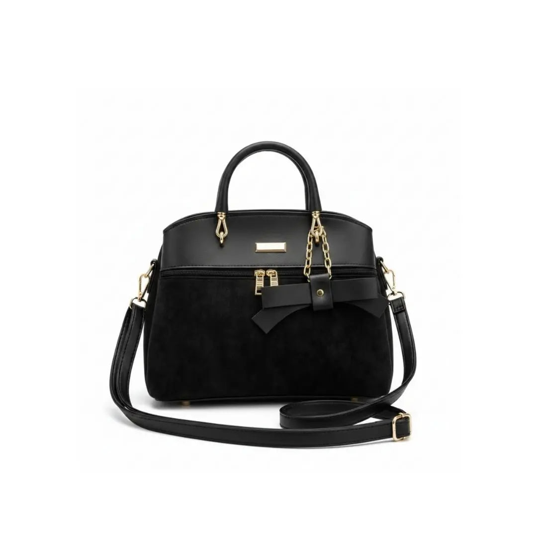 Noir Bow Accent Satchel